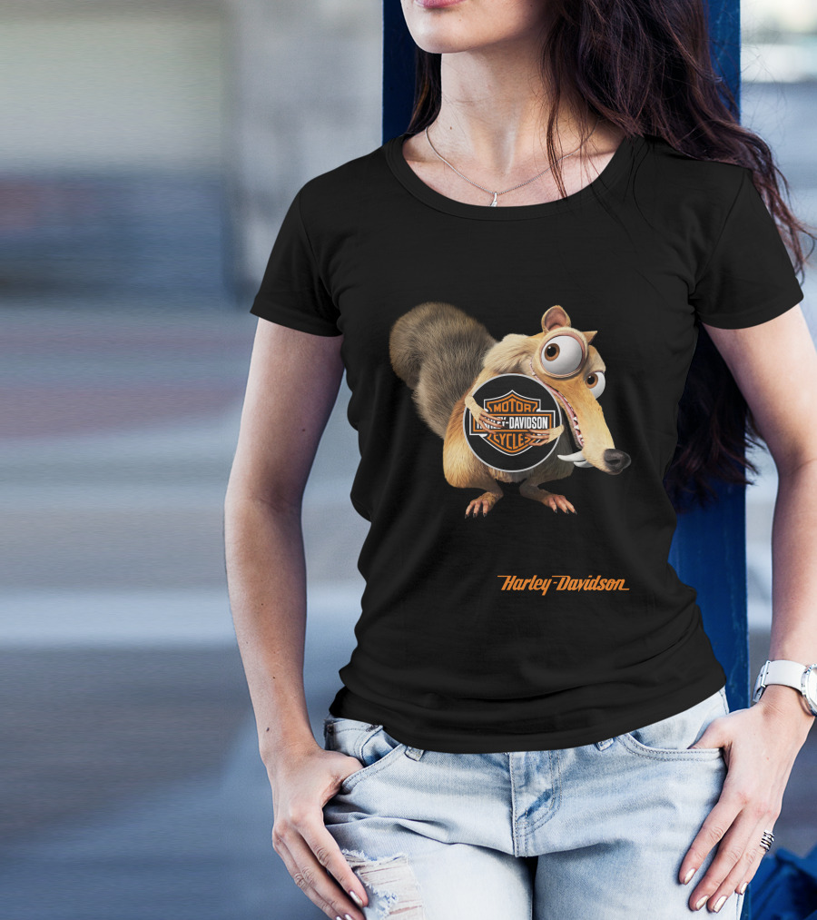 Harley Davidson Motorcycles Ice Age Scrat Holding T-Shirt