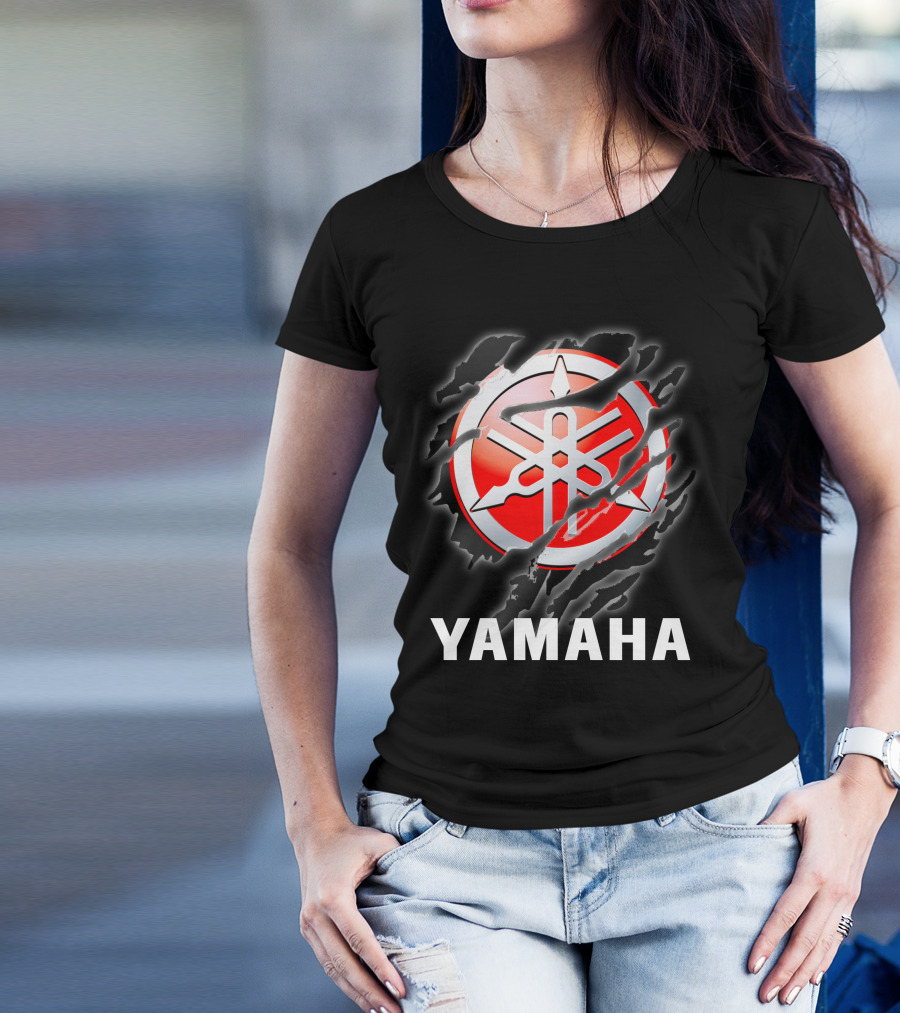 Yamaha Red And White Logo With Claw Marks T-Shirt