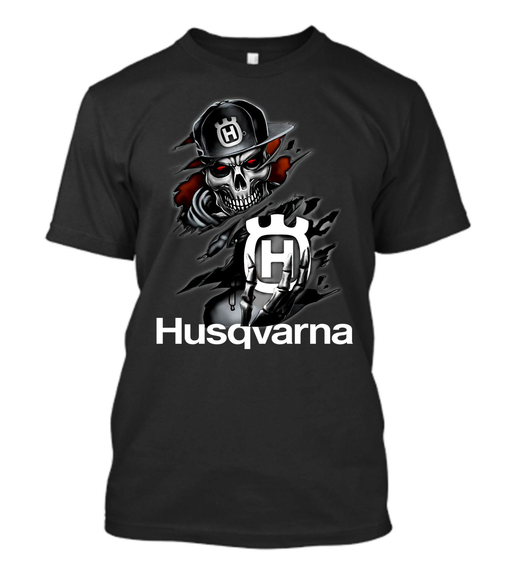 Husqvarna Skull With Cap And Logo T-Shirt