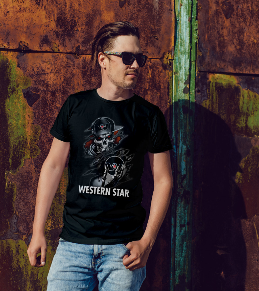 Western Star Skeleton With Hat And Logo T-Shirt