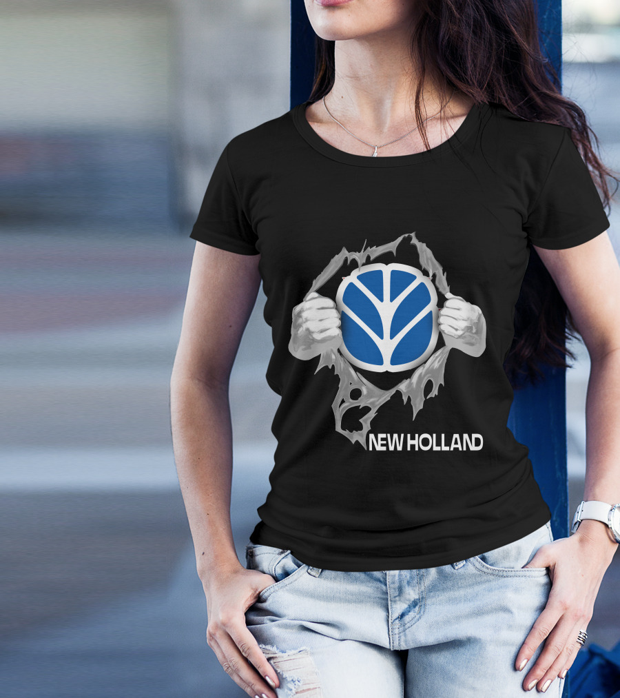 New Holland Tractor Logo Ripped T-Shirt