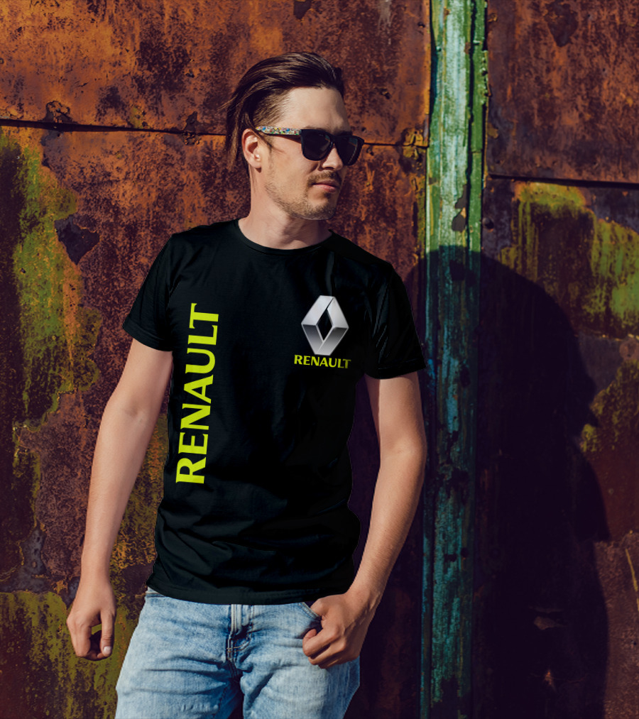 Renault Silver Diamond Logo Black T-Shirt