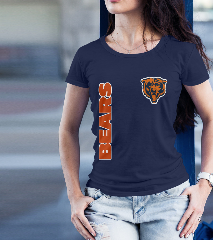 Bears Logo Navy Orange Classic Style T-Shirt