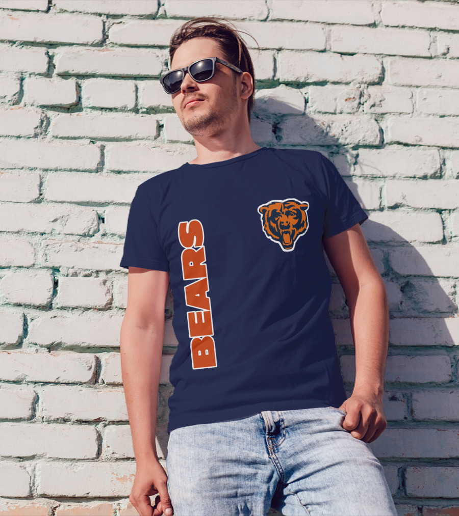 Bears Logo Navy Orange Classic Style T-Shirt