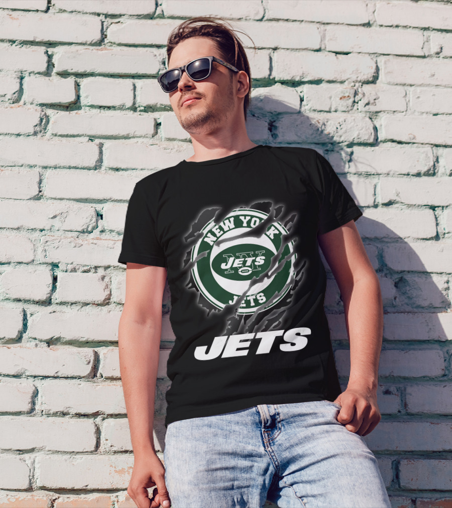 New York Jets Football Logo Claw Marks T-Shirt