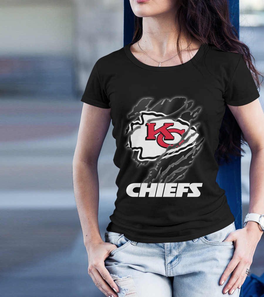 Chiefs Kc Red Emblem With Claw Marks T-Shirt