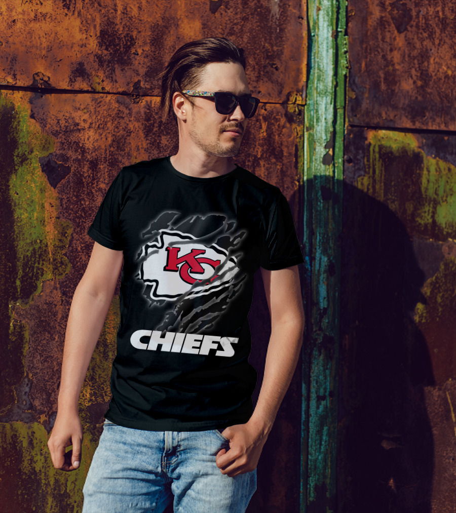 Chiefs Kc Red Emblem With Claw Marks T-Shirt