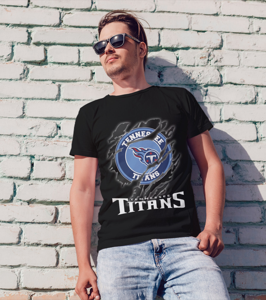 Tennessee Titans Logo And Text With Claw Marks T-Shirt