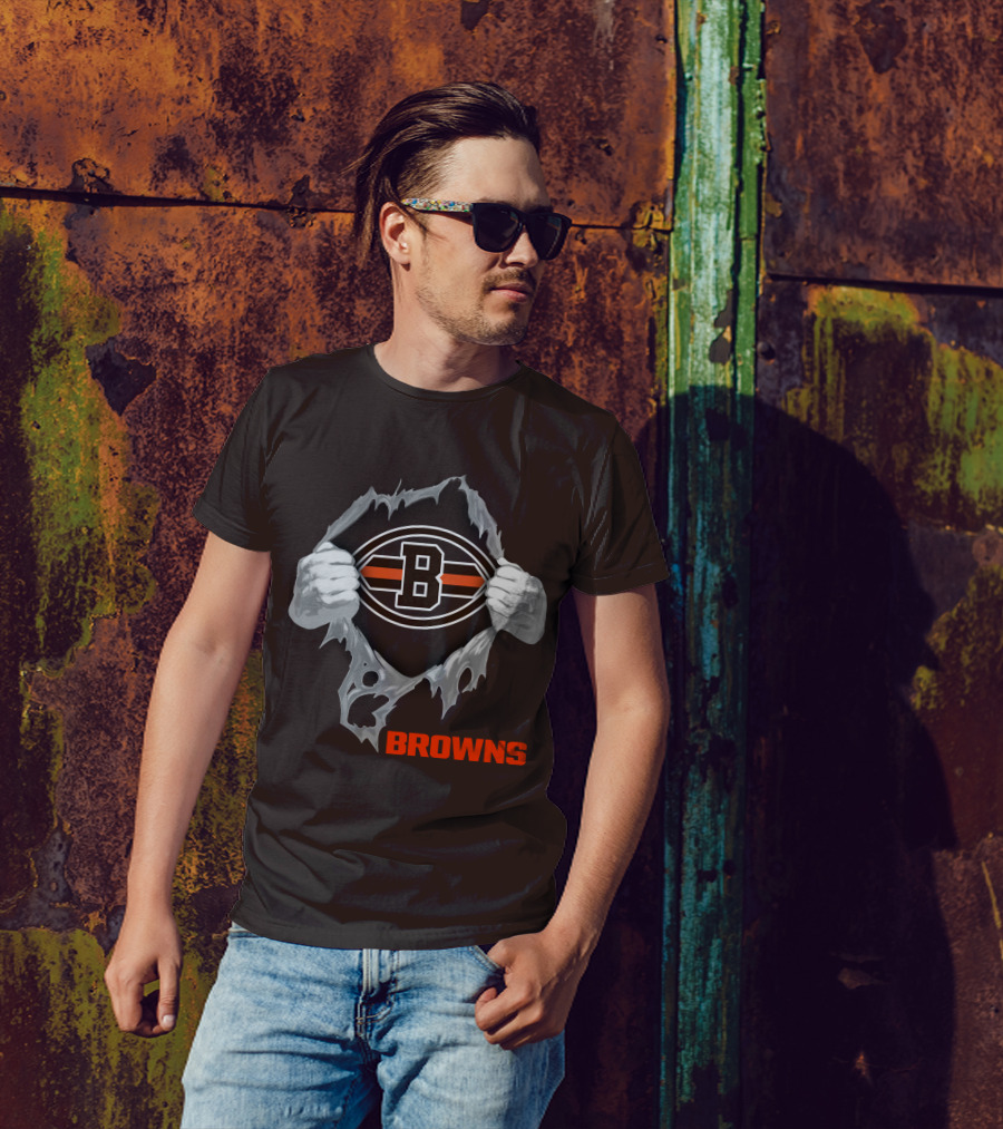 Browns 08 Football Jersey Hands Peeling Effect With B T-Shirt