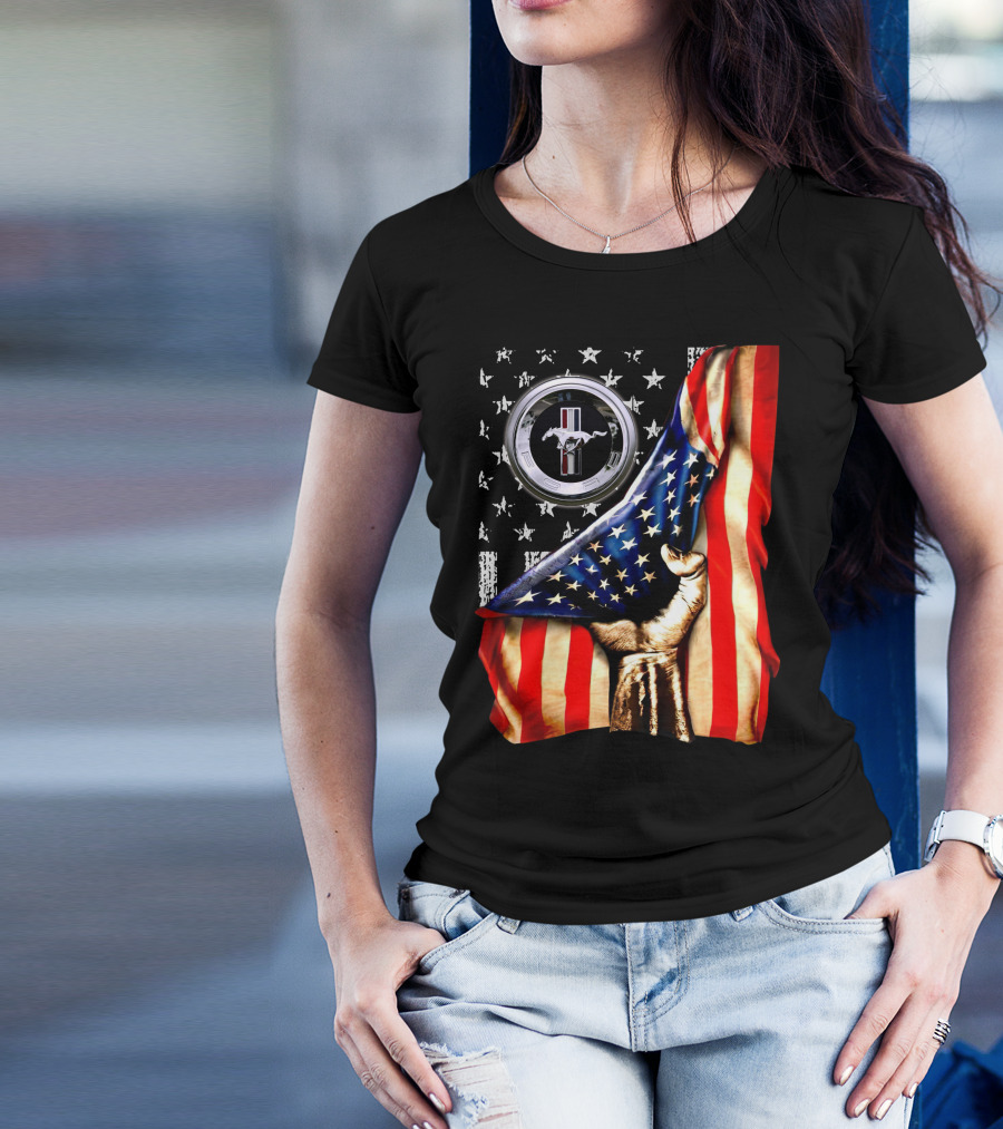 Mustang 05 American Pride With Mustang Logo And Stars T-Shirt