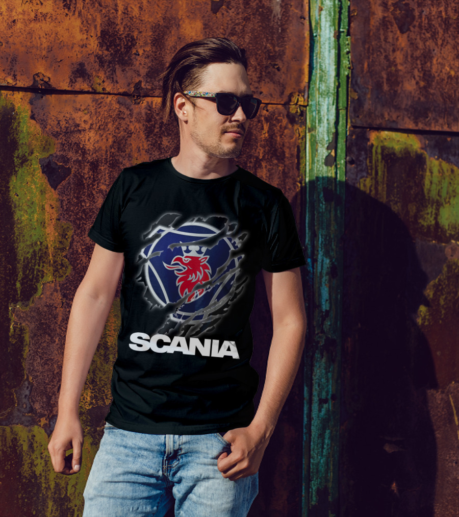 Scania Lion Logo Ripped Metal T-Shirt