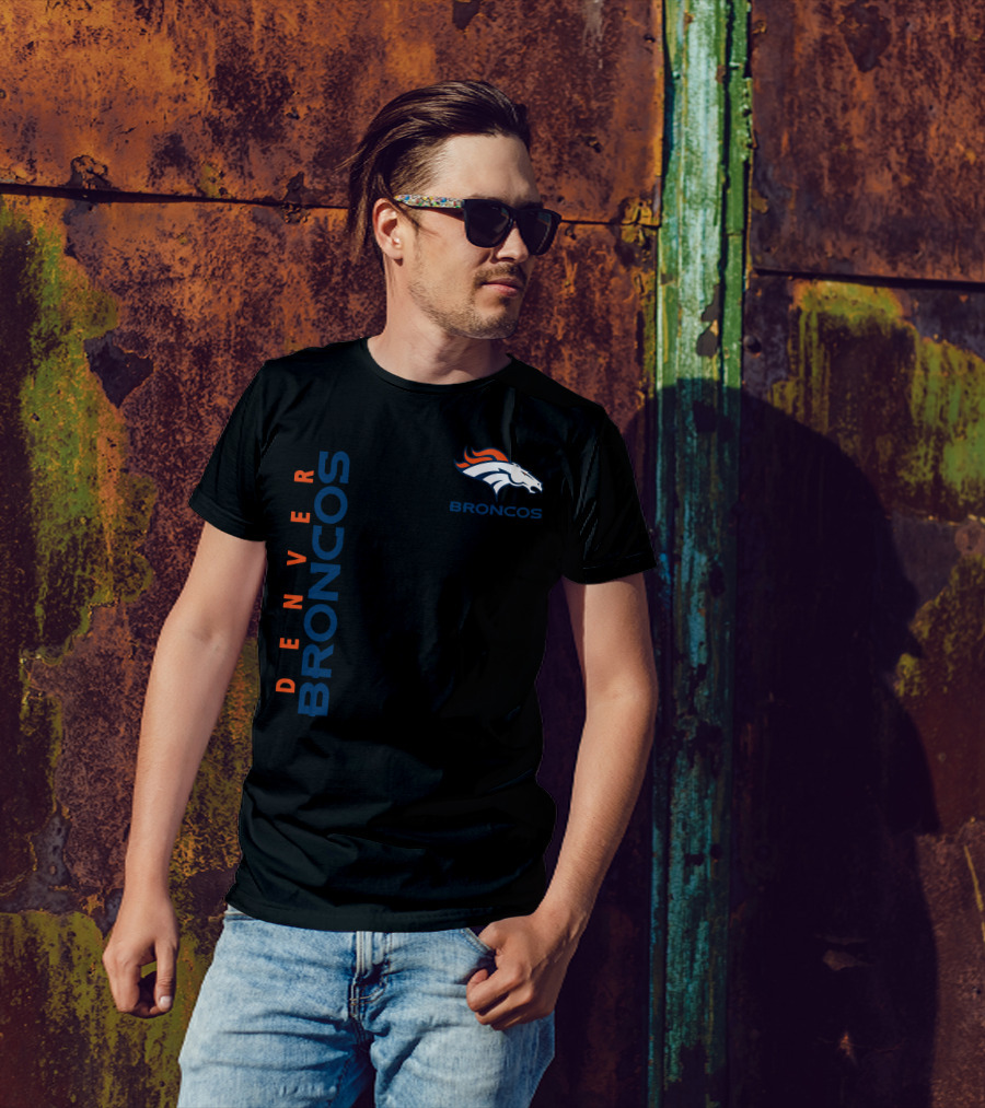 Denver Broncos Logo And Vertical T-Shirt