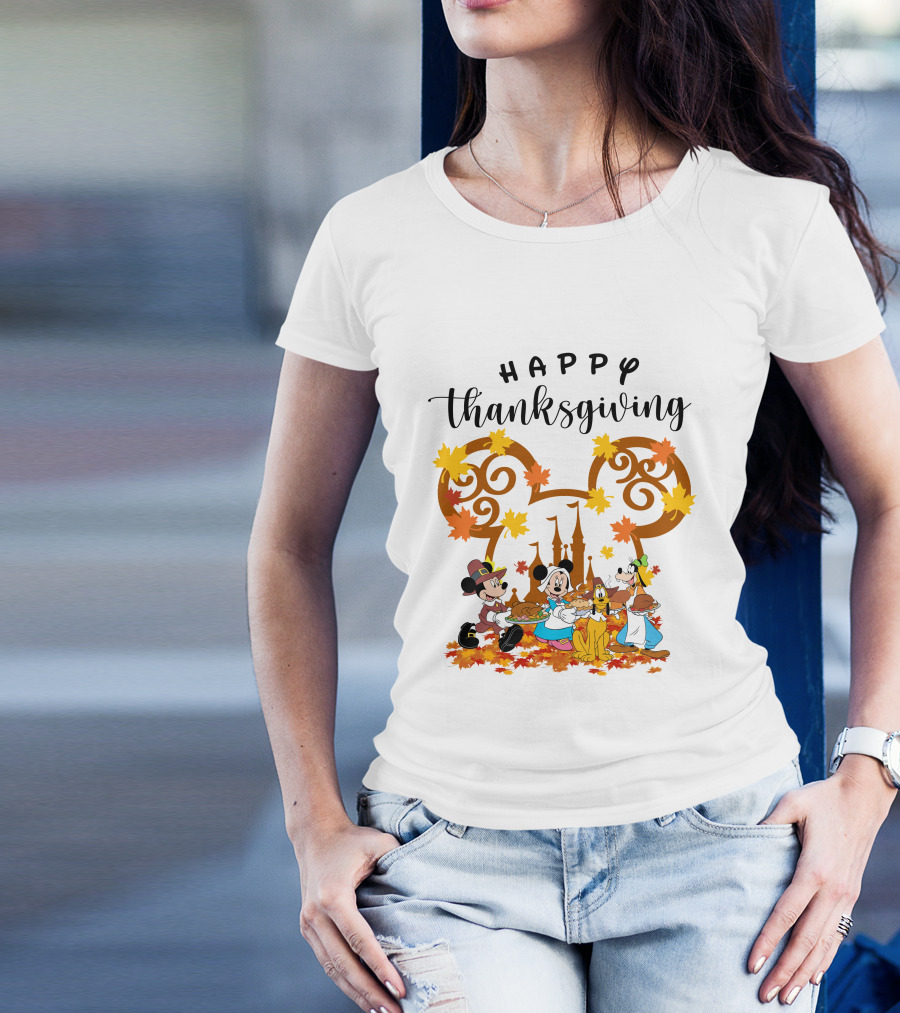Happy Thanksgiving Disney Characters Festive T-Shirt