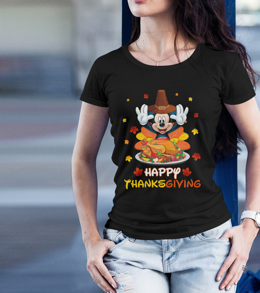 Happy Thanksgiving Mickey Turkey Feast T-Shirt