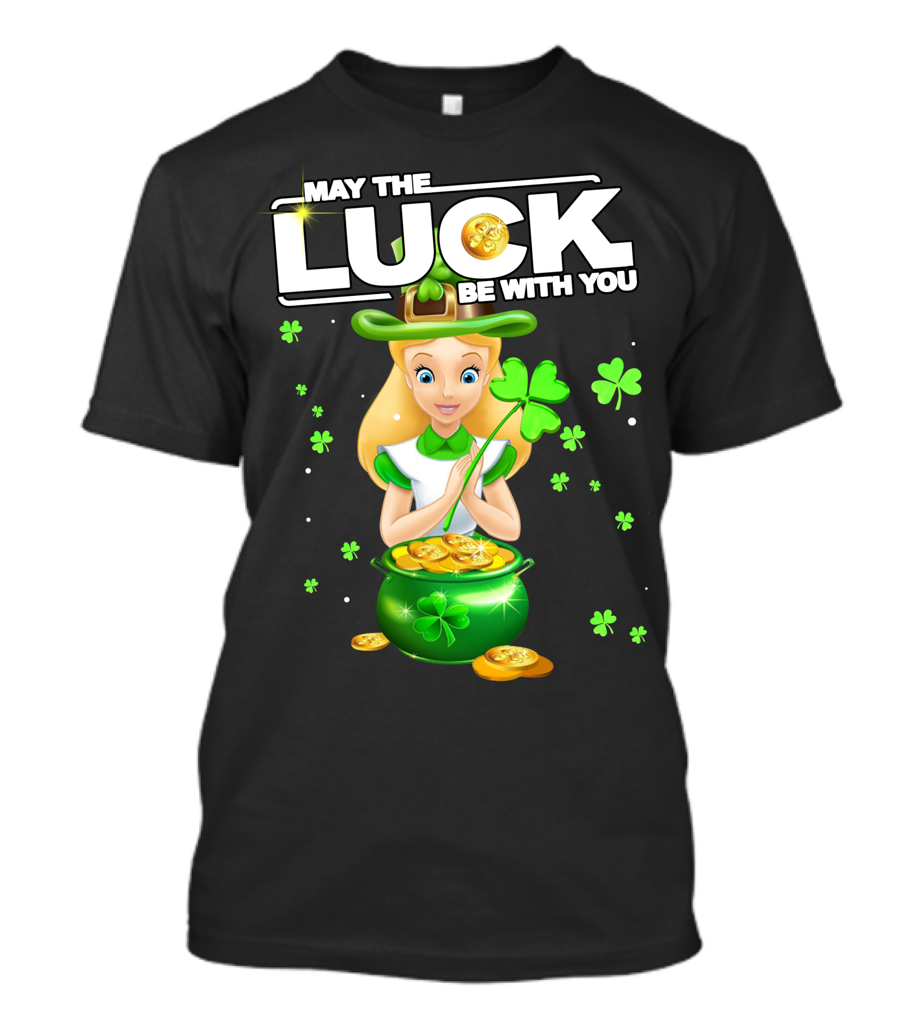 May The Luck Be With You Alice Shamrock Coins T-Shirt