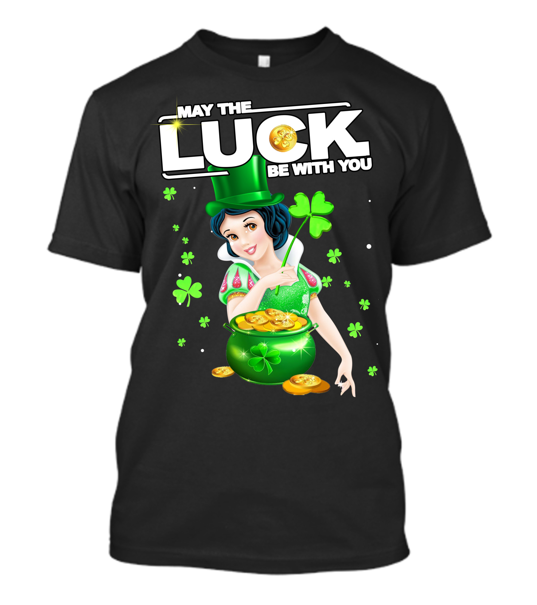 May The Luck Be With You Snow White Pot Of Gold And Shamrocks T-Shirt