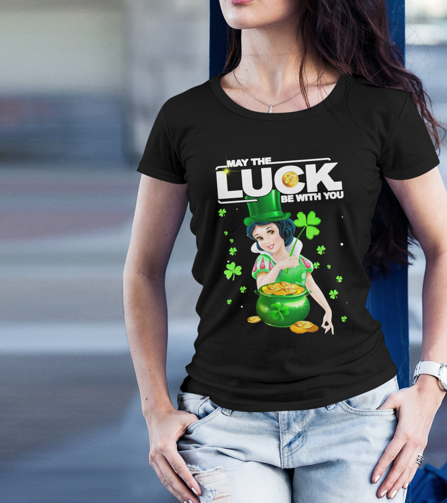 May The Luck Be With You Snow White Pot Of Gold And Shamrocks T-Shirt