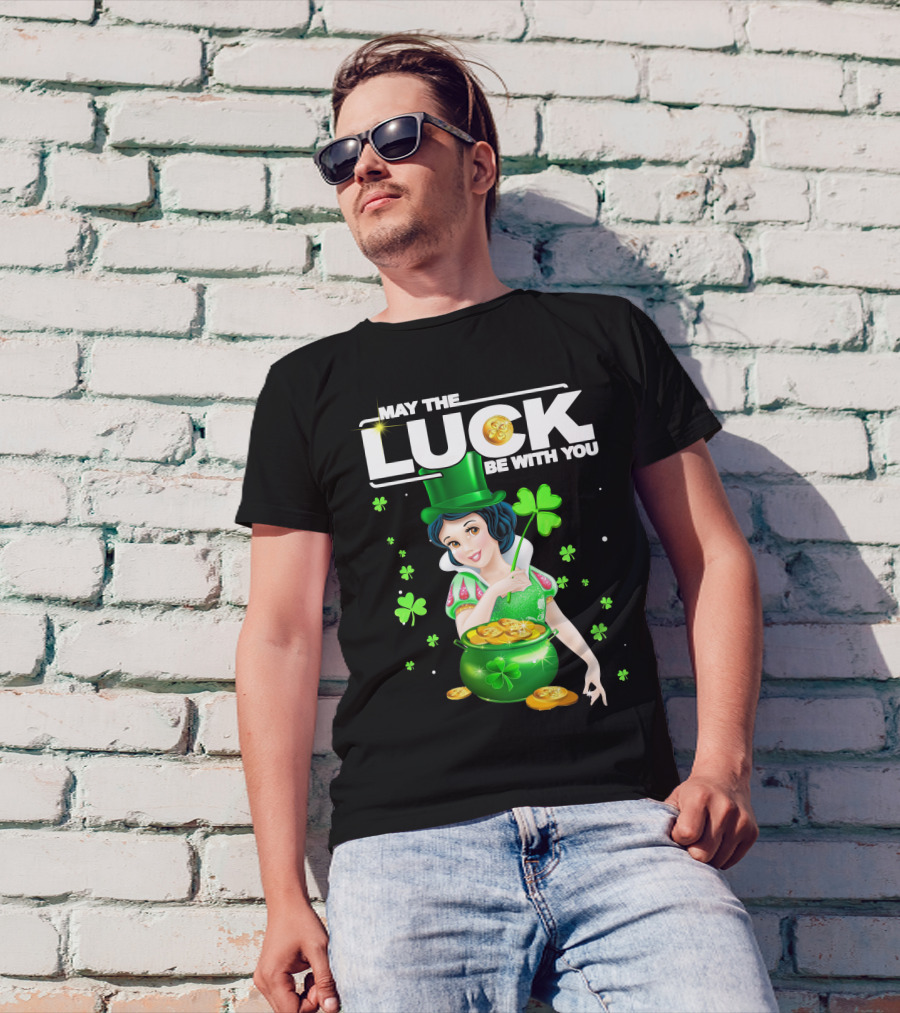 May The Luck Be With You Snow White Pot Of Gold And Shamrocks T-Shirt