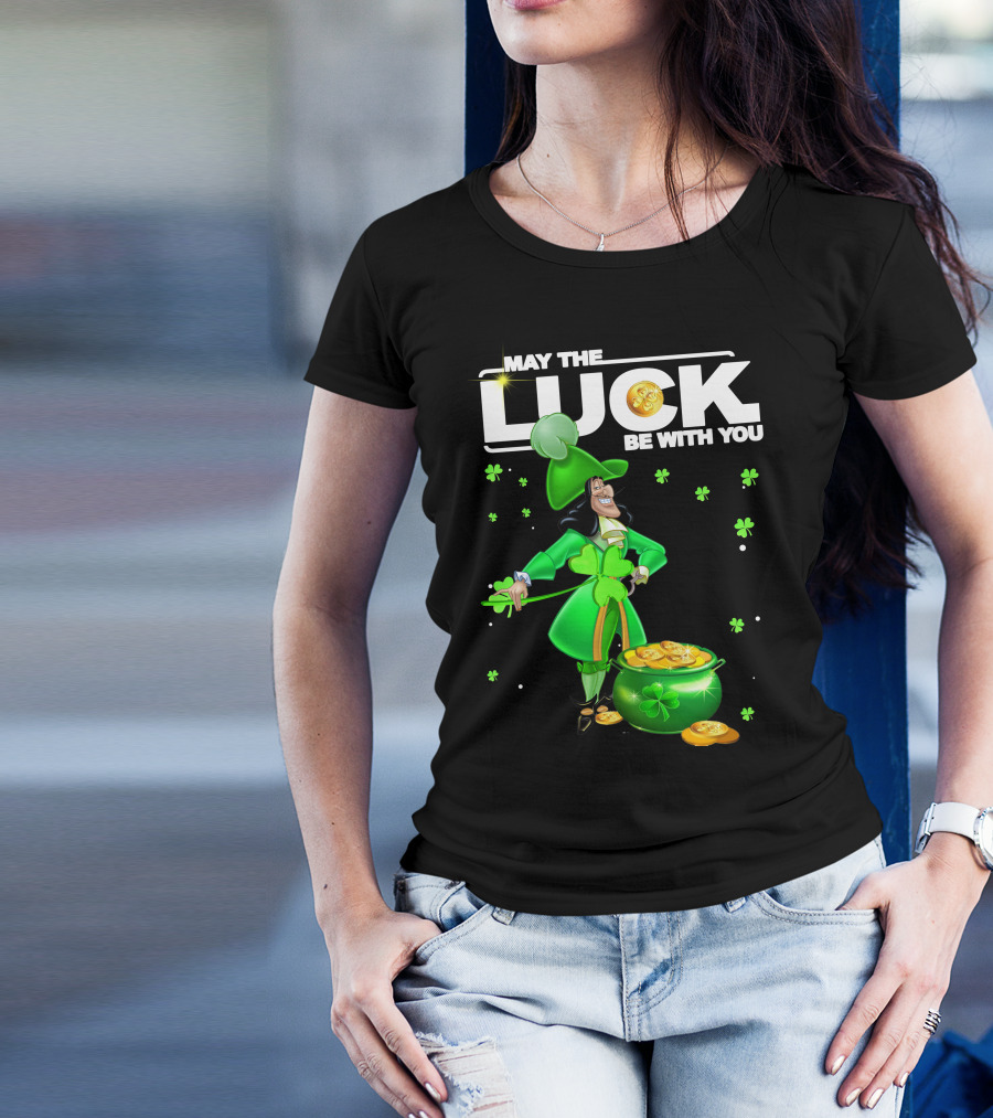 May The Luck Be With You Hook Luck Captain Green Coins Shamrock Pot T-Shirt