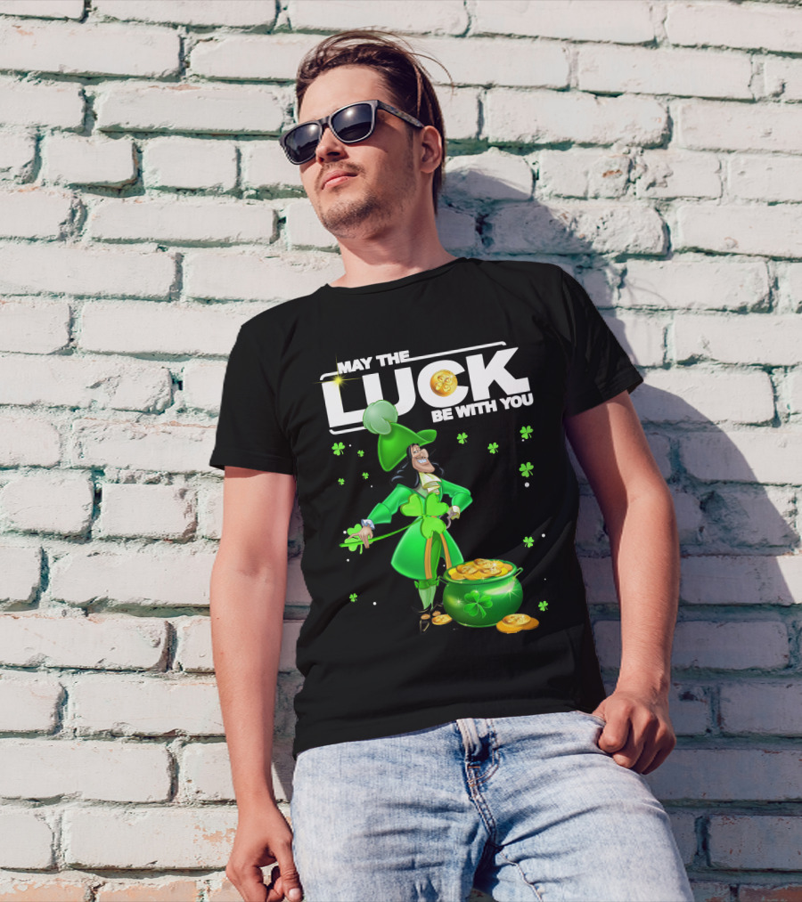 May The Luck Be With You Hook Luck Captain Green Coins Shamrock Pot T-Shirt
