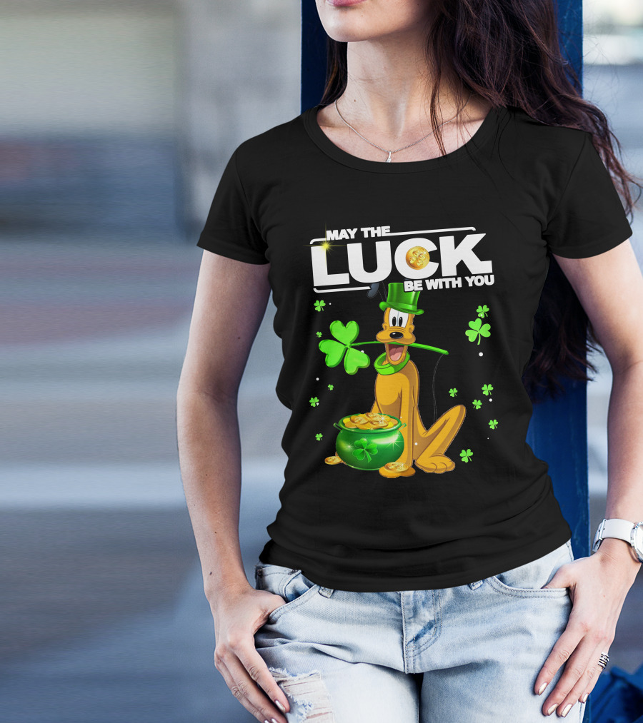 May The Luck Be With You Pluto St. Patrick's Day Coins And Shamrocks T-Shirt