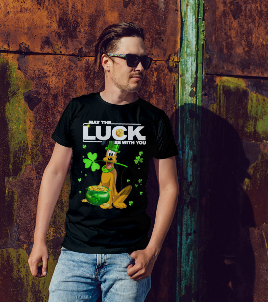 May The Luck Be With You Pluto St. Patrick's Day Coins And Shamrocks T-Shirt
