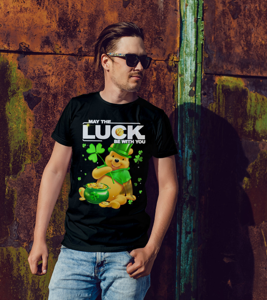 May The Luck Be With You Shamrock Pot Of Gold Bear T-Shirt