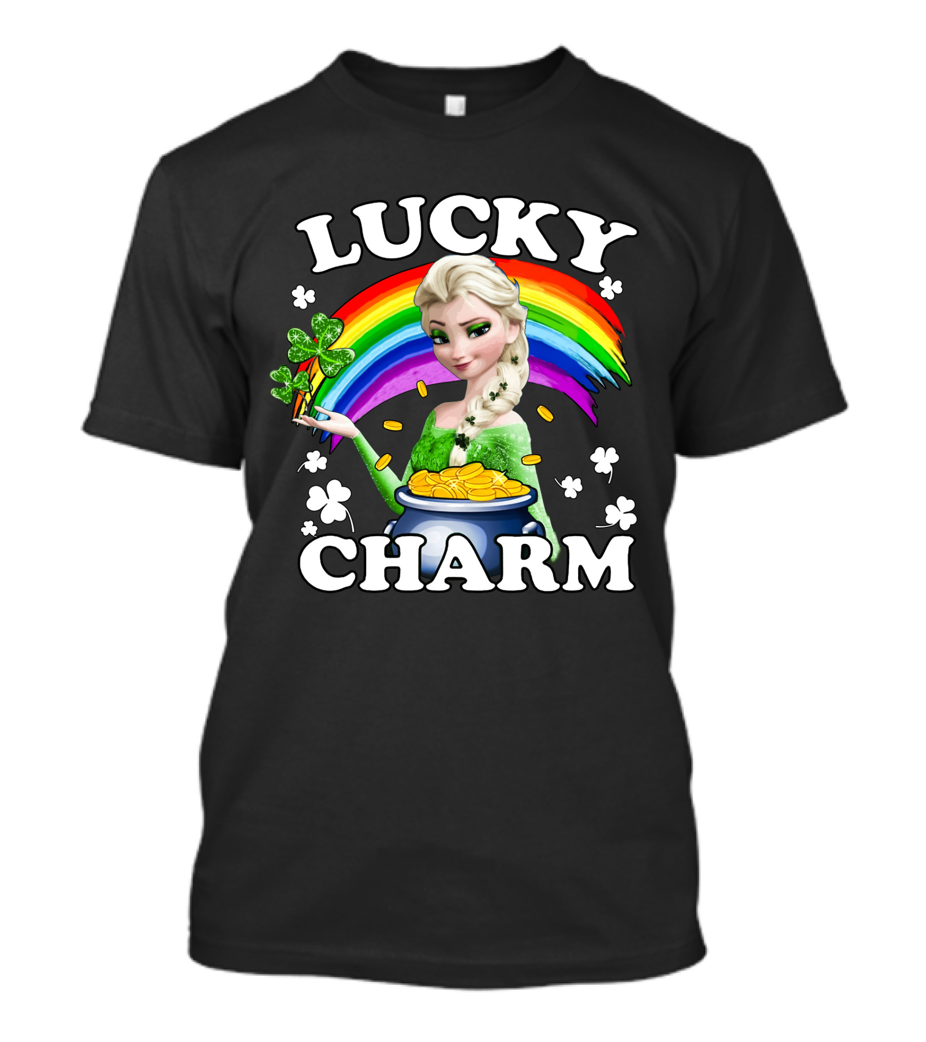Elsa Lucky Charm Rainbow Pot Of Gold Clover T-Shirt