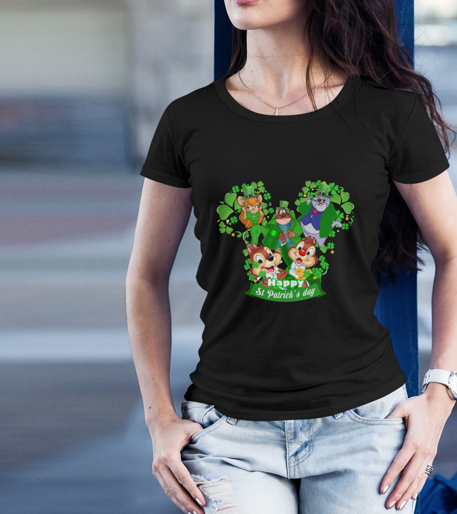 Happy St Patrick's Day Chip And Dale Character T-Shirt