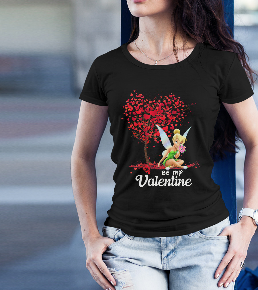 Be My Valentine Tinkerbell Hearts Tree T-Shirt