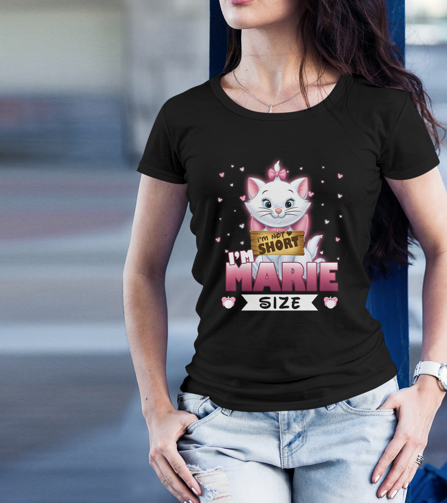 I'm Not Short I'm Marie Size Cat With Heart Background T-Shirt