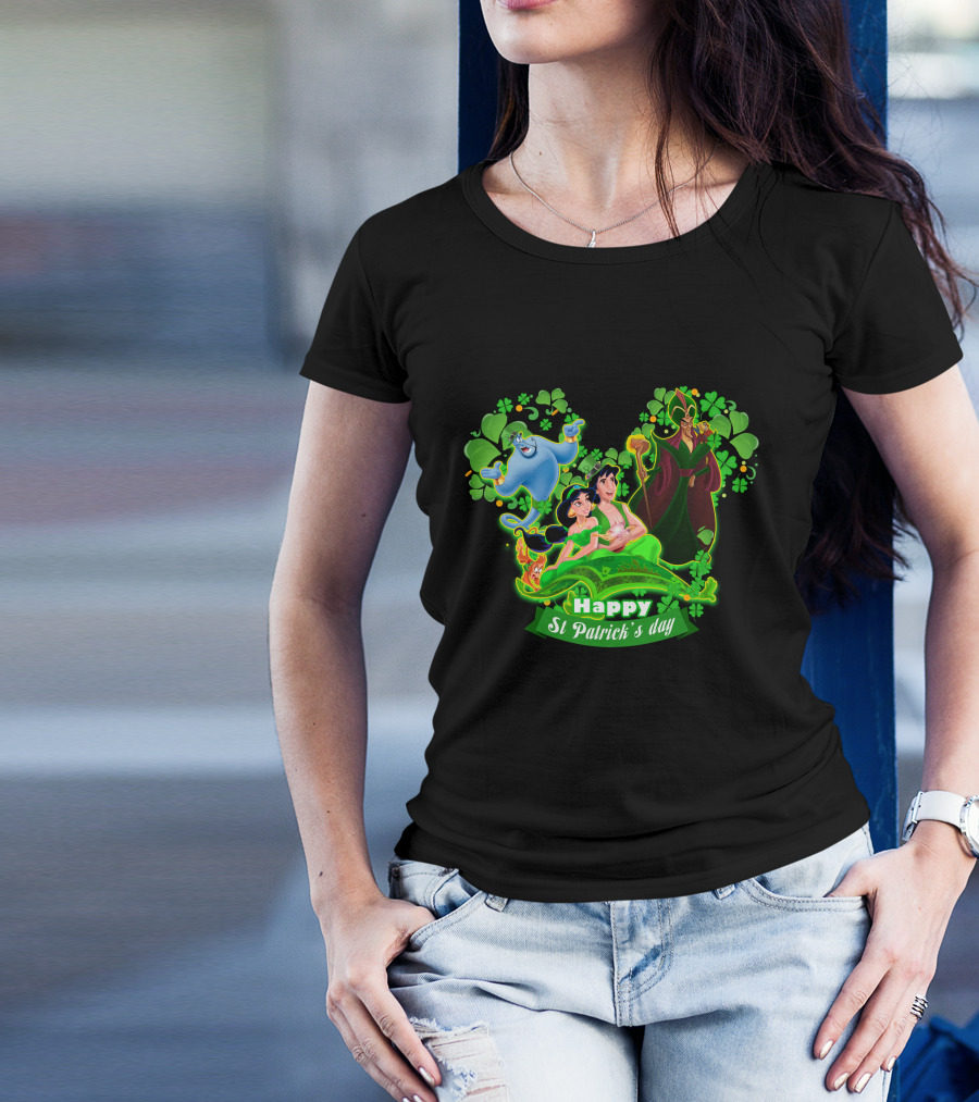 Happy St Patrick's Day Aladdin Jasmine Genie Jafar T-Shirt