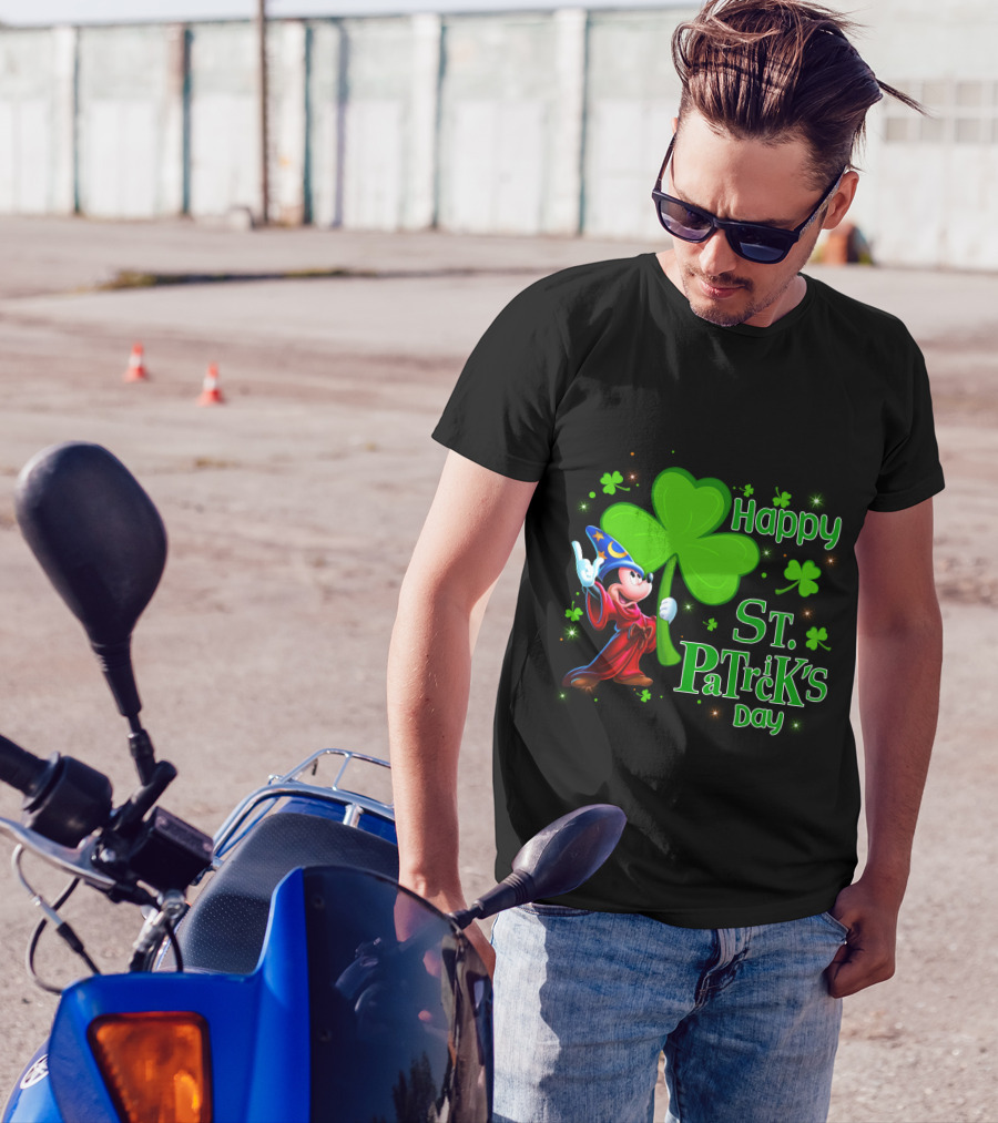 Sorcerer Mickey Happy St. Patrick's Day Shamrock T-Shirt