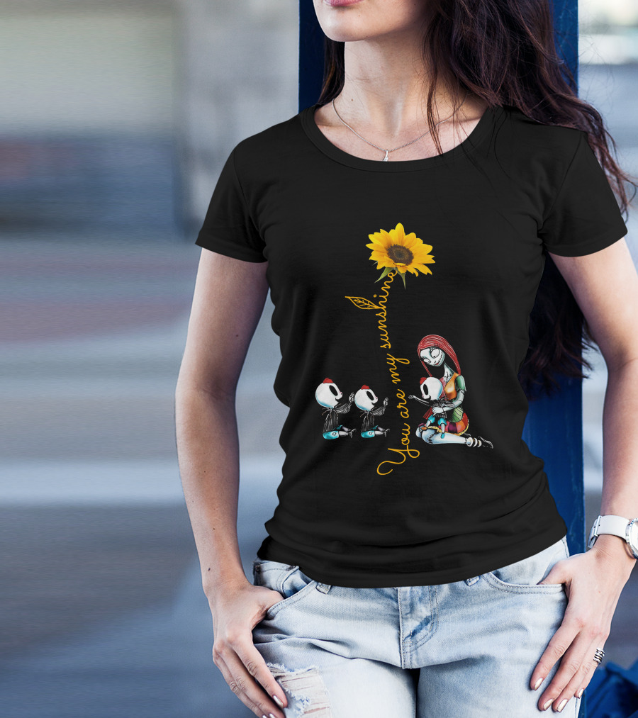 3 Boys You Are My Sunshine Sunflower With Characters In Love Hug T-Shirt