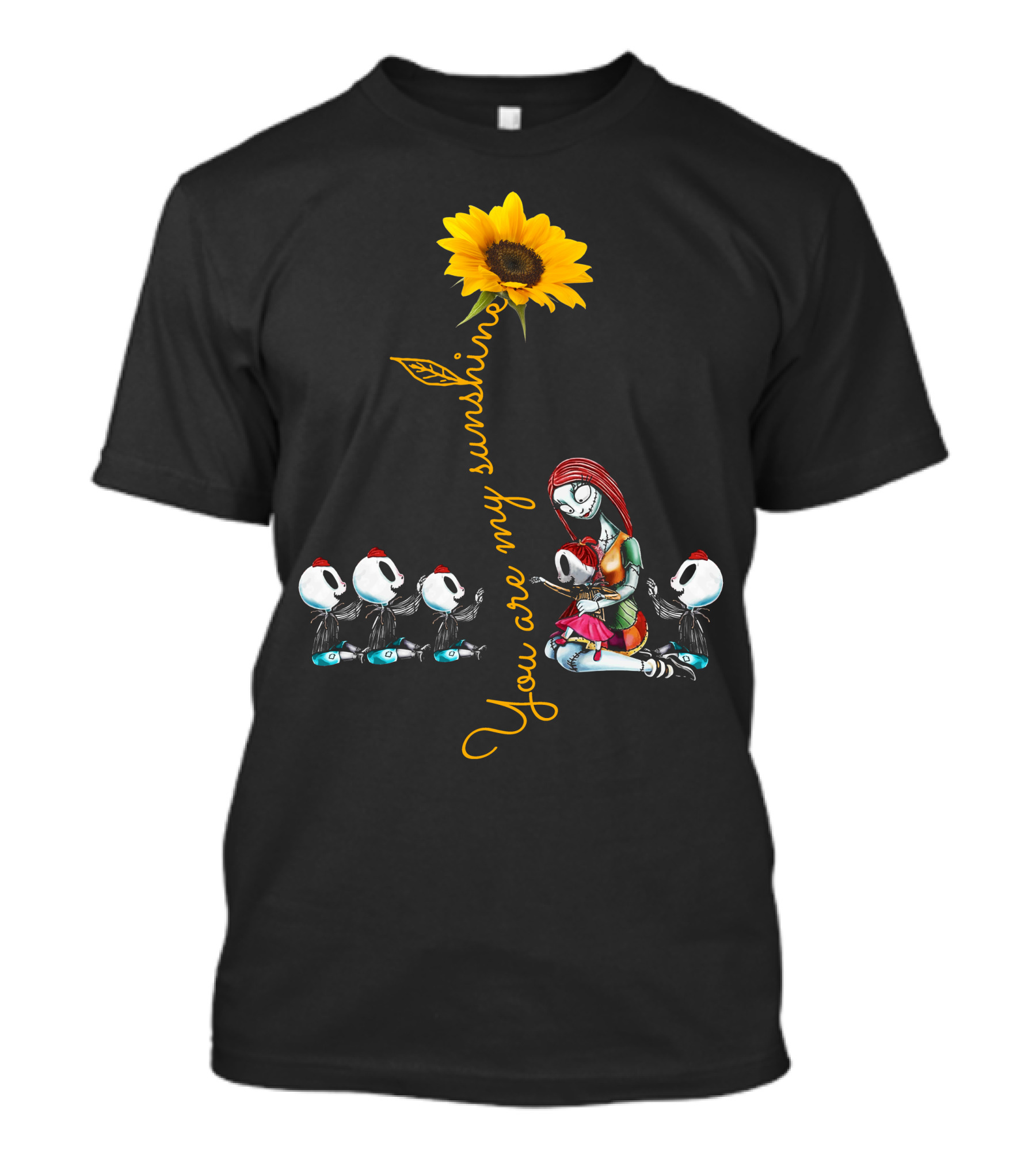 4 Boys 1 Girl You Are My Sunshine Sunflower With Skeleton Family T-Shirt