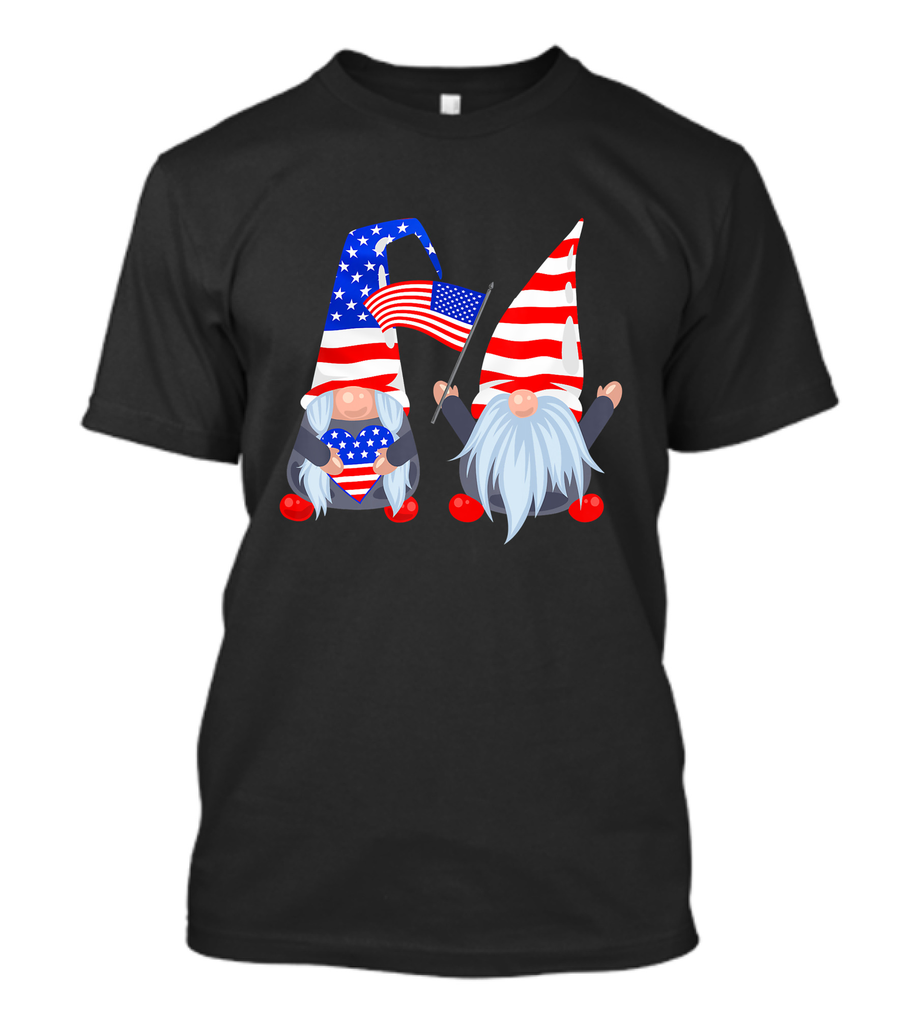 4th Of July Patriotic Gnomes With American Flags And Stars And Stripes Hats T-Shirt
