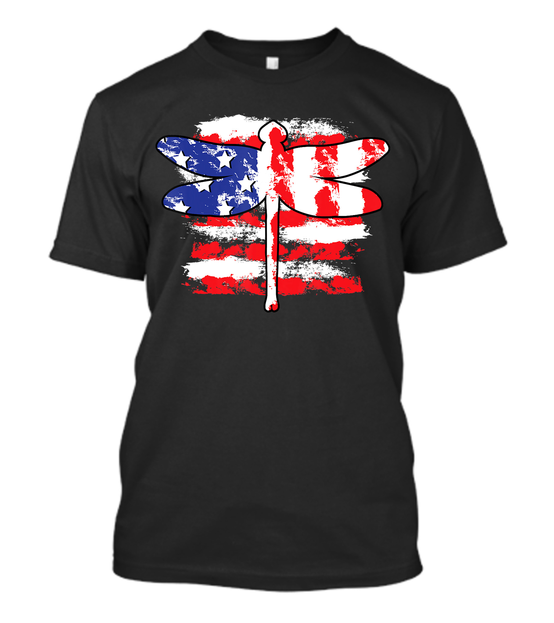 4th Of July Patriotic Dragonfly With American Flag Colors T-Shirt