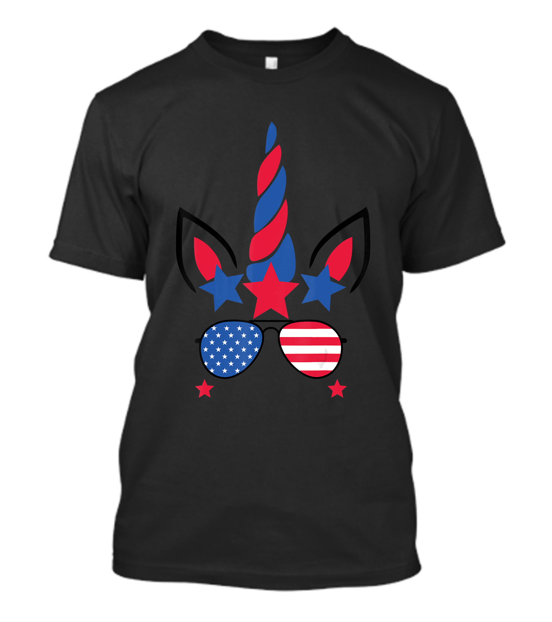 4th Of July Unicorn American Flag Red White Blue Stars Patriotic T-Shirt