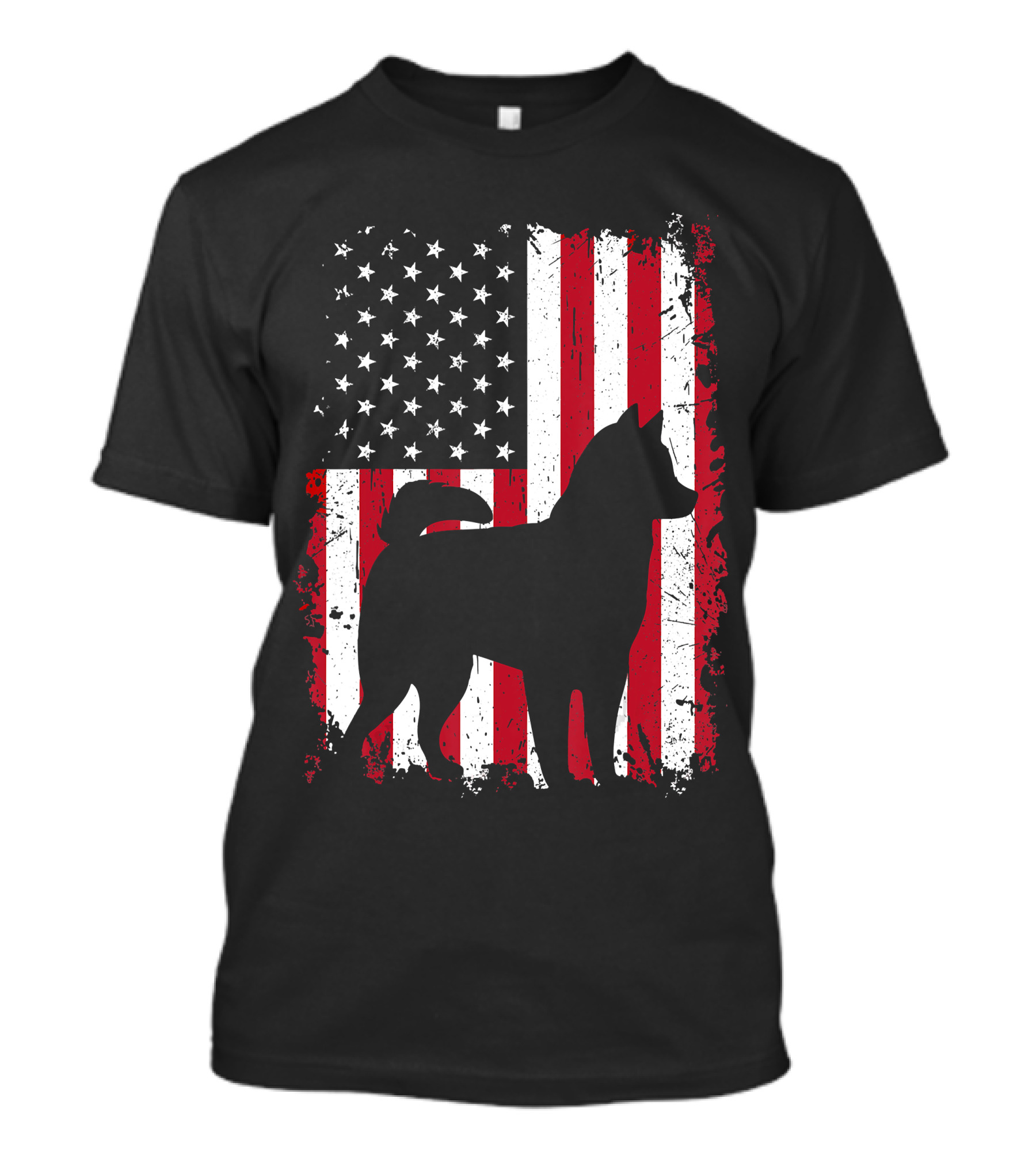 Alaskan Klee Kai Silhouette USA Flag 4th Of July T-Shirt