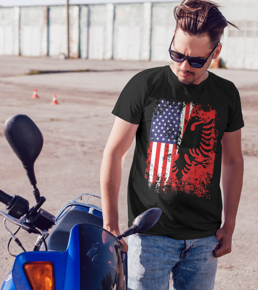 USA American Albania Flag Patriotic Albanian American Flag T-Shirt