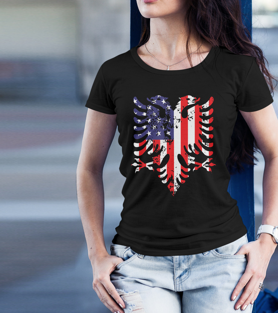 Albanian Eagle American Flag USA Albania Iconic T-Shirt