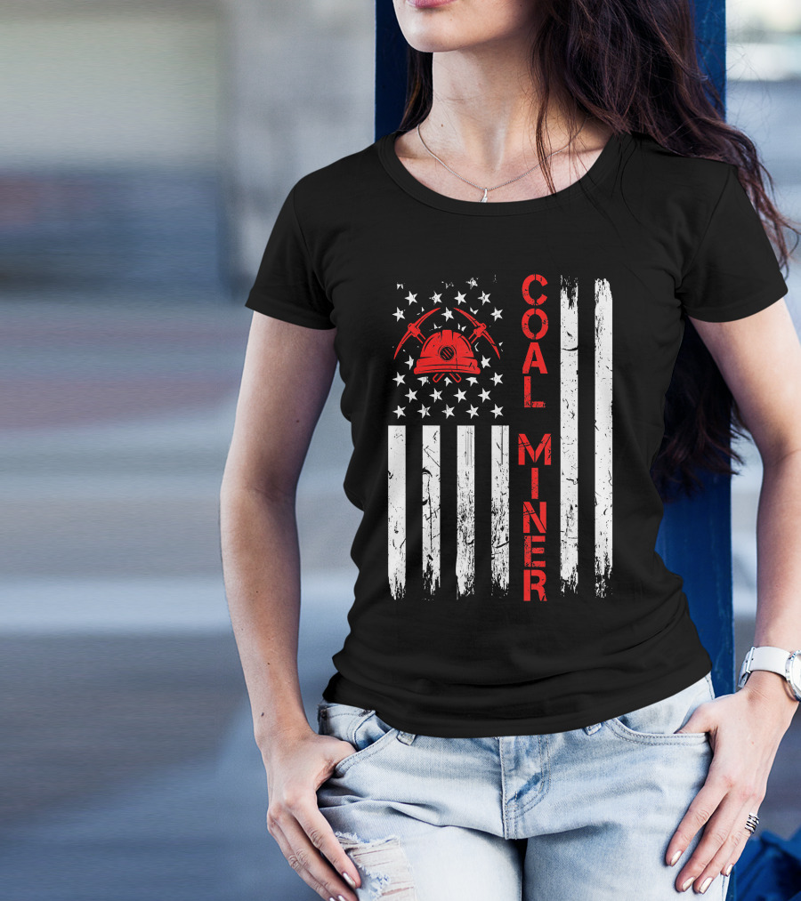 Coal Miner American USA Flag Tough Worker T-Shirt