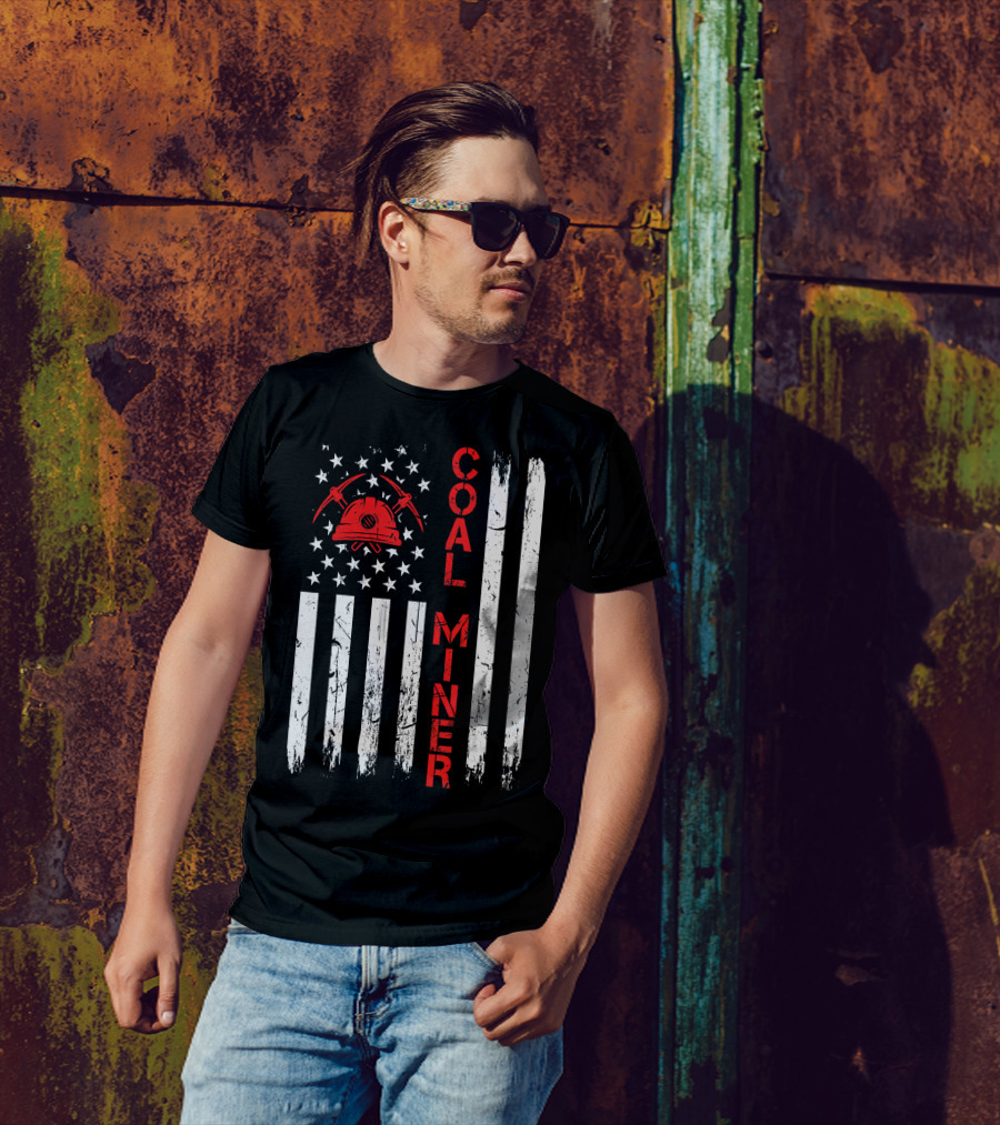 Coal Miner American USA Flag Tough Worker T-Shirt