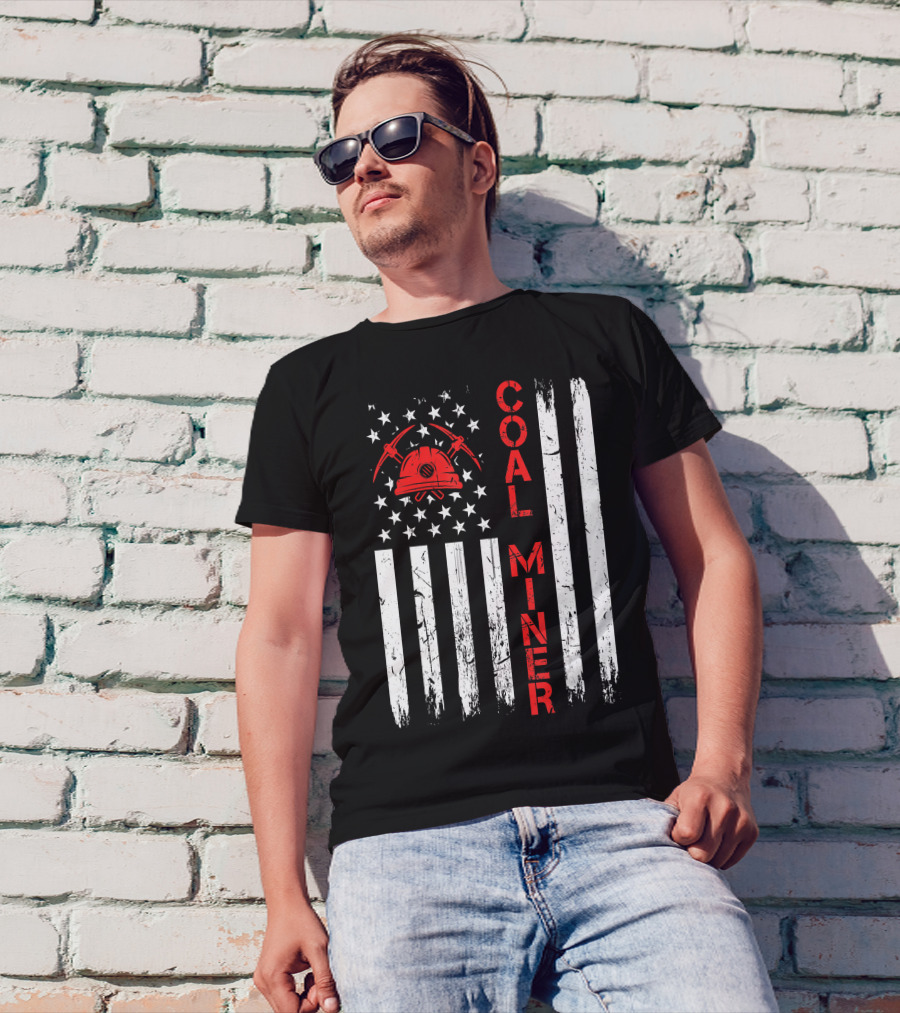 Coal Miner American USA Flag Tough Worker T-Shirt