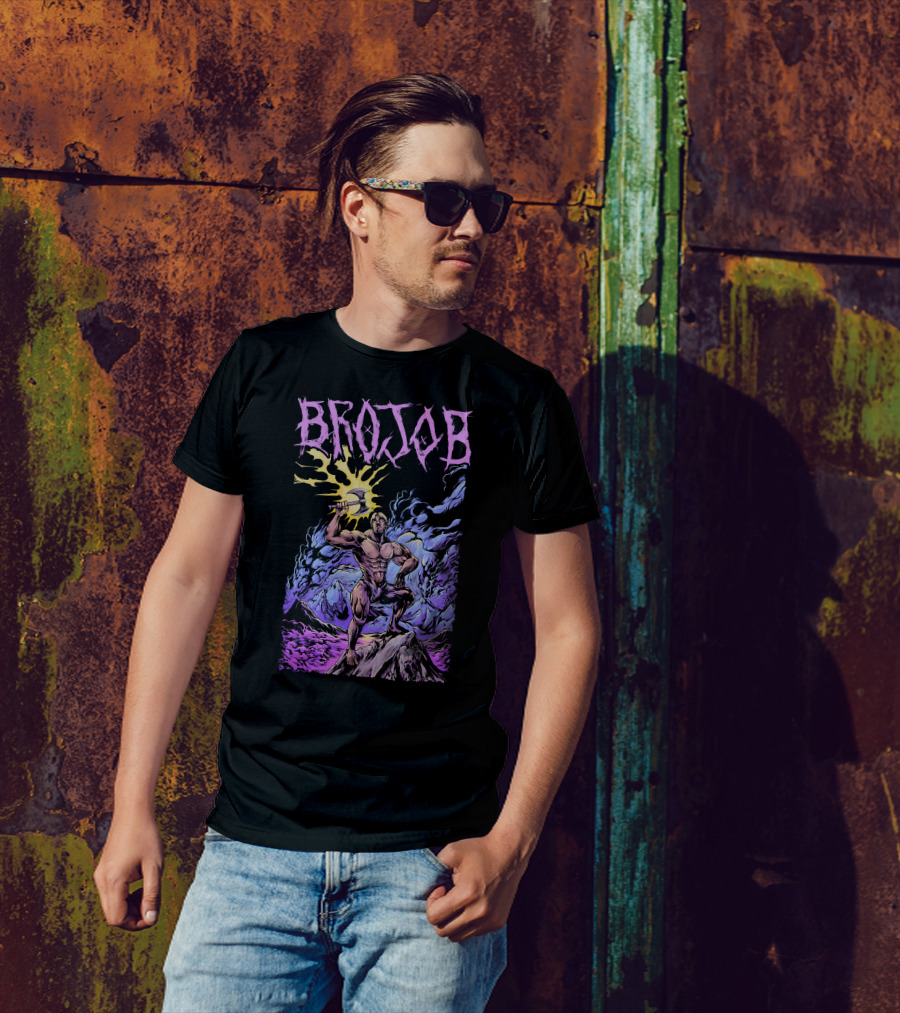 BROJOB Warrior With Axe In Vibrant Mountain Landscape T-Shirt