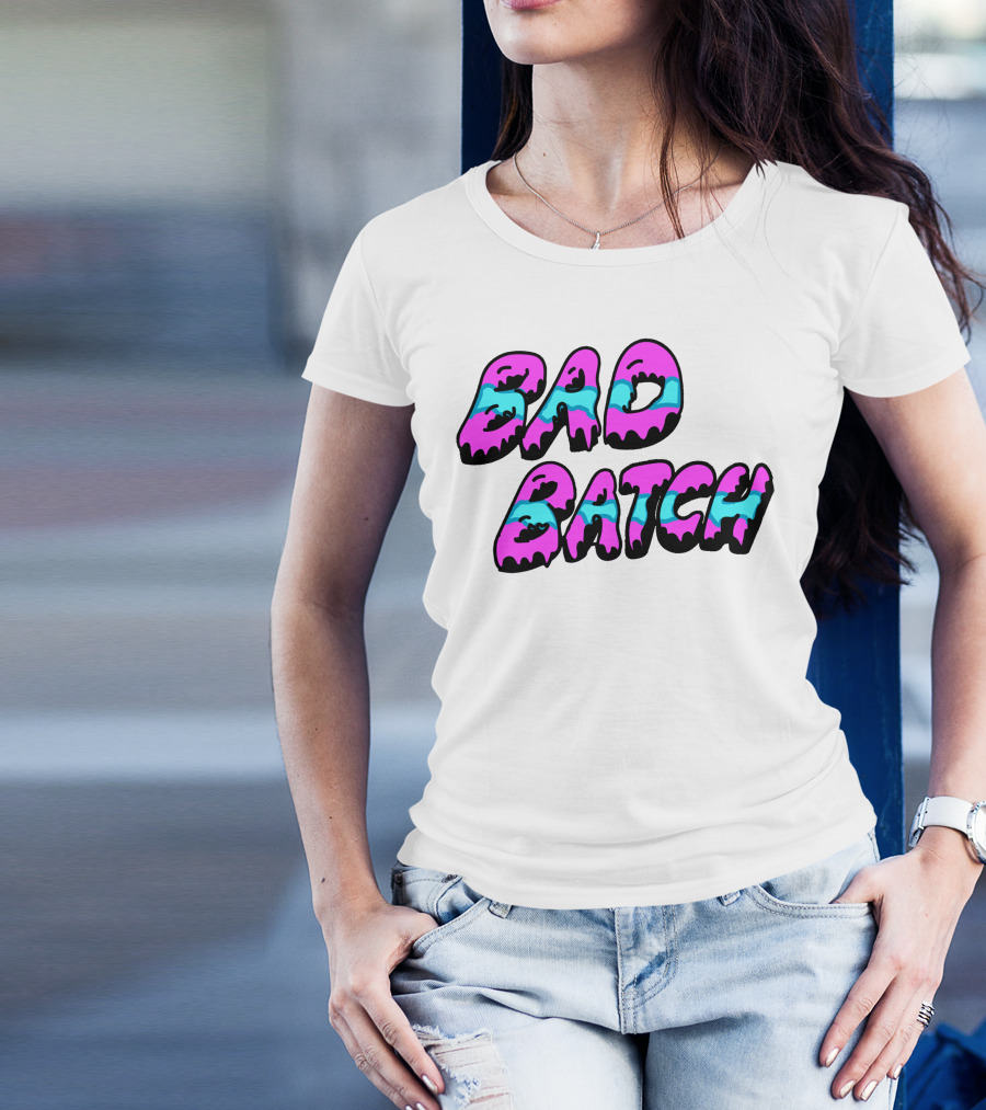 Bad Batch Dripping Pink And Blue Text T-Shirt