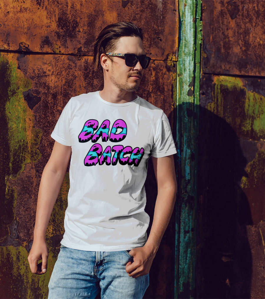 Bad Batch Dripping Pink And Blue Text T-Shirt