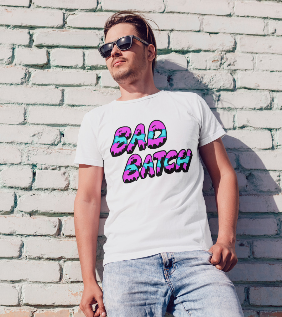 Bad Batch Dripping Pink And Blue Text T-Shirt