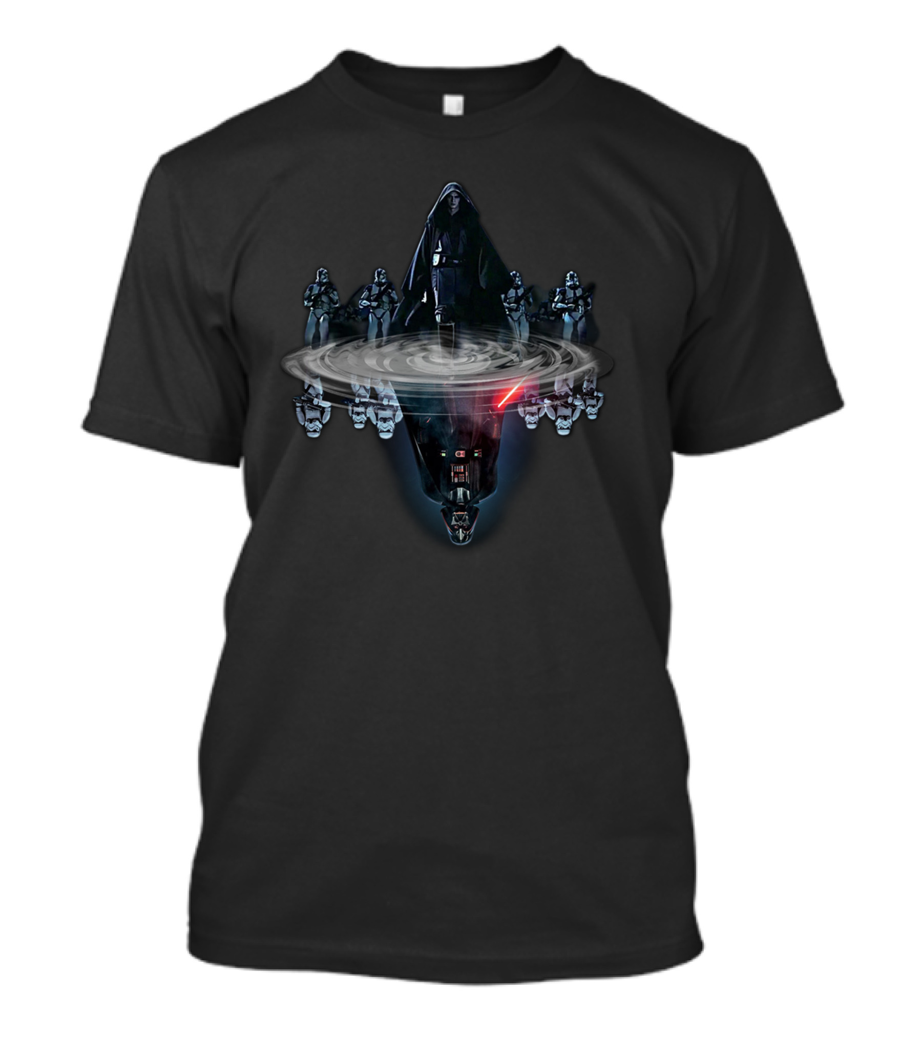 Anakin Skywalker Darth Vader Reflection With Stormtroopers And Red Lightsaber T-Shirt