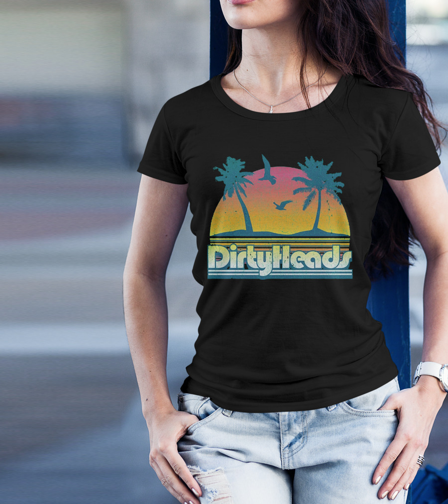 Dirty Heads Sunset Palm Trees And Birds T-Shirt